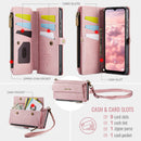 Samsung Galaxy A56 Crossbody Case with Strap, Card Slots & Zipper Pocket [Pink]