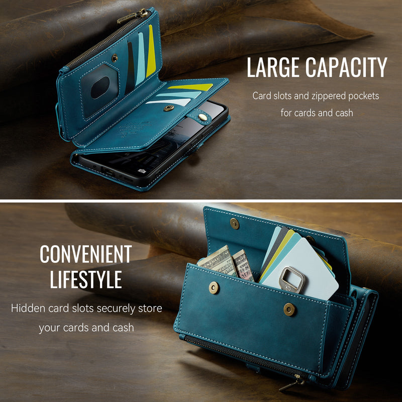 Samsung Galaxy A56 Crossbody Case with Strap, Card Slots & Zipper Pocket [Teal]