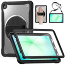 Samsung Tab A11+ A11 Plus Rugged Case - 360° Stand, Hand & Shoulder Strap - Shockproof - Black