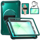 Samsung Tab A11+ A11 Plus Rugged Case - 360° Stand, Hand & Shoulder Strap - Shockproof - Green