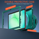 Samsung Tab A11+ A11 Plus Rugged Case - 360° Stand, Hand & Shoulder Strap - Shockproof - Green