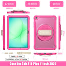 Samsung Tab A11+ A11 Plus Rugged Case - 360° Stand, Hand & Shoulder Strap - Shockproof - Rose