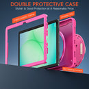 Samsung Tab A11+ A11 Plus Rugged Case - 360° Stand, Hand & Shoulder Strap - Shockproof - Rose