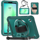 Samsung Tab A11 Rugged Case - 360° Stand, Hand & Shoulder Strap - Shockproof - Green