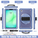 Samsung Tab A11 Rugged Case - 360° Stand, Hand & Shoulder Strap - Shockproof - Lavender