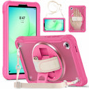 Samsung Tab A11 Rugged Case - 360° Stand, Hand & Shoulder Strap - Shockproof - Rose