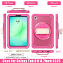 Samsung Tab A11 Rugged Case - 360° Stand, Hand & Shoulder Strap - Shockproof - Rose