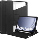 Samsung Tab A11 Plus A11+ Rotating Acrylic Back PU Leather Case with Pencil Holder [Black]