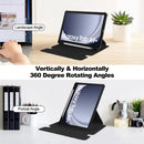 Samsung Tab A9 Plus A9+ Rotating Acrylic Back PU Leather Case with Pencil Holder Black