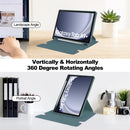 Samsung Tab A9 Plus A9+ Rotating Acrylic Back PU Leather Case with Pencil Holder Teal