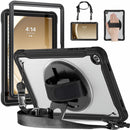Samsung Tab A9+ A9 Plus Rugged Case - 360° Stand, Hand & Shoulder Strap - Shockproof - Black