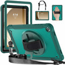 Samsung Tab A9+ A9 Plus Rugged Case - 360° Stand, Hand & Shoulder Strap - Shockproof - Green
