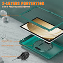 Samsung Tab A9+ A9 Plus Rugged Case - 360° Stand, Hand & Shoulder Strap - Shockproof - Green