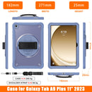 Samsung Tab A9+ A9 Plus Rugged Case - 360° Stand, Hand & Shoulder Strap - Shockproof - Lavender
