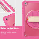 Samsung Tab A9+ A9 Plus Rugged Case - 360° Stand, Hand & Shoulder Strap - Shockproof - Rose