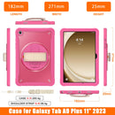 Samsung Tab A9+ A9 Plus Rugged Case - 360° Stand, Hand & Shoulder Strap - Shockproof - Rose