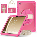 Samsung Tab A9+ A9 Plus Rugged Case - 360° Stand, Hand & Shoulder Strap - Shockproof - Rose