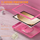 Samsung Tab A9+ A9 Plus Rugged Case - 360° Stand, Hand & Shoulder Strap - Shockproof - Rose