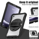 Samsung Tab A9 Rugged Case - 360° Stand, Hand & Shoulder Strap - Shockproof - Black
