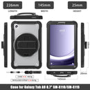 Samsung Tab A9 Rugged Case - 360° Stand, Hand & Shoulder Strap - Shockproof - Black