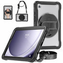Samsung Tab A9 Rugged Case - 360° Stand, Hand & Shoulder Strap - Shockproof - Black