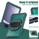 Samsung Tab A9 Rugged Case - 360° Stand, Hand & Shoulder Strap - Shockproof - Green