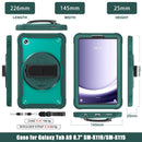 Samsung Tab A9 Rugged Case - 360° Stand, Hand & Shoulder Strap - Shockproof - Green