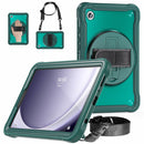 Samsung Tab A9 Rugged Case - 360° Stand, Hand & Shoulder Strap - Shockproof - Green