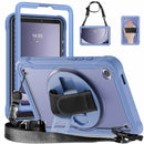 Samsung Tab A9 Rugged Case - 360° Stand, Hand & Shoulder Strap - Shockproof - Lavender