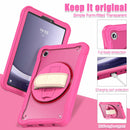 Samsung Tab A9 Rugged Case - 360° Stand, Hand & Shoulder Strap - Shockproof - Rose