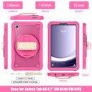 Samsung Tab A9 Rugged Case - 360° Stand, Hand & Shoulder Strap - Shockproof - Rose