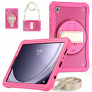 Samsung Tab A9 Rugged Case - 360° Stand, Hand & Shoulder Strap - Shockproof - Rose