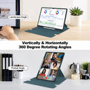 Rotating Acrylic Back PU Leather Case for Samsung Galaxy Tab S10Ultra/S9Ultra/S8Ultra with Pencil Holder [Teal]