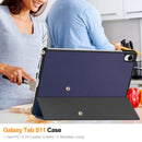 KST Tri-fold PU Leather Case for Samsung Galaxy Tab S11 [Navy]
