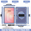 Samsung Tab S11 Rugged Case - 360° Stand, Hand & Shoulder Strap - Shockproof - Lavender