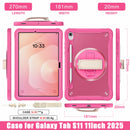 Samsung Tab S11 Rugged Case - 360° Stand, Hand & Shoulder Strap - Shockproof - Rose