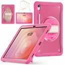 Samsung Tab S11 Rugged Case - 360° Stand, Hand & Shoulder Strap - Shockproof - Rose