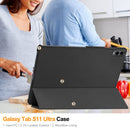 KST Tri-fold PU Leather Case for Samsung Galaxy Tab S11 Ultra [Black]