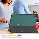 KST Tri-fold PU Leather Case for Samsung Galaxy Tab S11 Ultra [Teal]