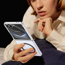 Crystal-clear Magnetic Ring Case for Samsung Galaxy Z Flip 7 with Tempered Glass [Black]