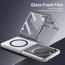 Crystal-clear Magnetic Ring Case for Samsung Galaxy Z Flip 7 with Tempered Glass [Black]