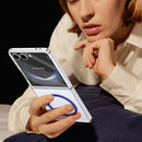 Crystal-clear Magnetic Ring Case for Samsung Galaxy Z Flip 7 with Tempered Glass [Blue]