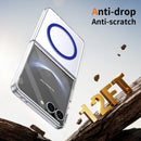 Crystal-clear Magnetic Ring Case for Samsung Galaxy Z Flip 7 with Tempered Glass [Blue]