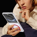 Crystal-clear Magnetic Ring Case for Samsung Galaxy Z Flip 7 with Tempered Glass[Red]