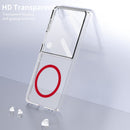 Crystal-clear Magnetic Ring Case for Samsung Galaxy Z Flip 7 with Tempered Glass[Red]