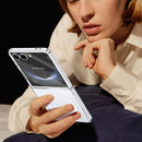 Crystal-clear Magnetic Ring Case for Samsung Galaxy Z Flip 7 with Tempered Glass [White]