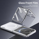 Crystal-clear Magnetic Ring Case for Samsung Galaxy Z Flip 7 with Tempered Glass [White]