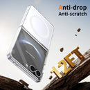 Crystal-clear Magnetic Ring Case for Samsung Galaxy Z Flip 7 with Tempered Glass [White]