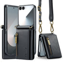 DG.MING Samsung Galaxy Z Flip 7 Crossbody Wallet Case [Black]
