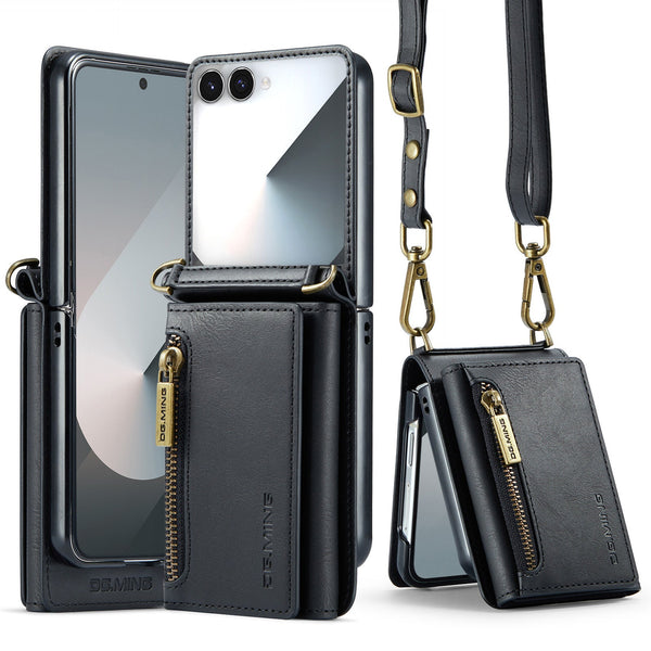 DG.MING Samsung Galaxy Z Flip 7 Crossbody Wallet Case [Black]